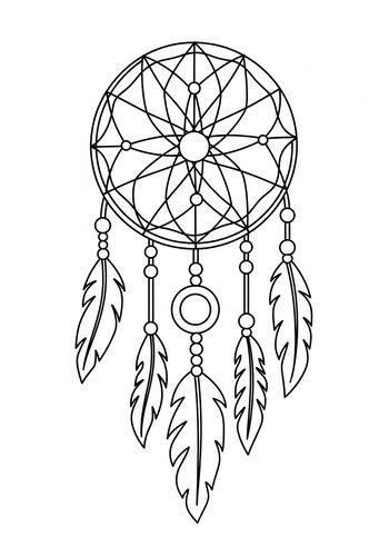 Dreamcatcher Coloring Page: Native American Design