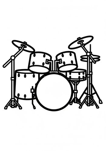 Drum Set Coloring Page For Music Lovers
