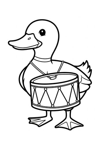 Drummer Duck Coloring Page