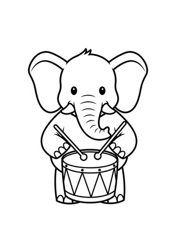 Drumming Elephant Coloring Page Fun