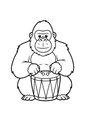 Drumming Gorilla Coloring Page
