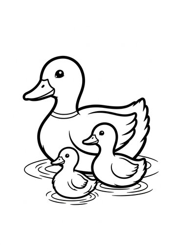 Duck Family Coloring Page For Kids