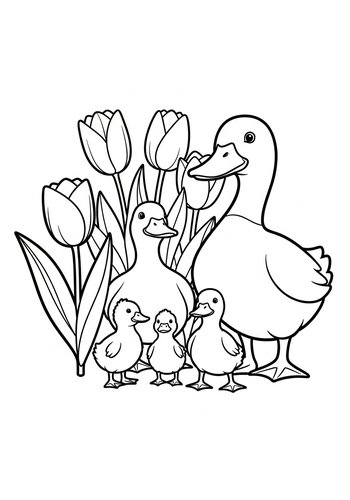 Duck Family Coloring Page: Printable Fun