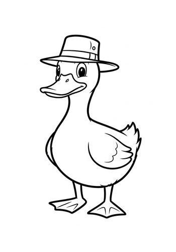 Duck In A Hat Coloring Page