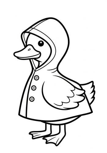 Duck In Raincoat Coloring Page