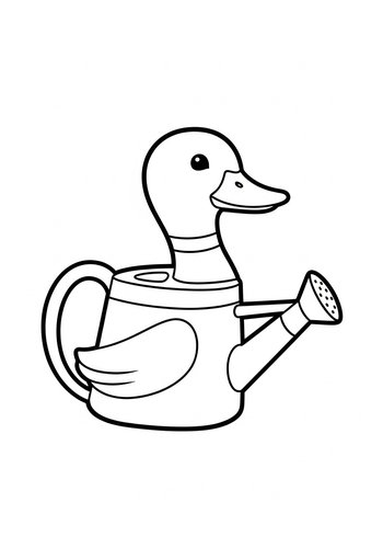 Duck Watering Can Coloring Page: Printable Fun