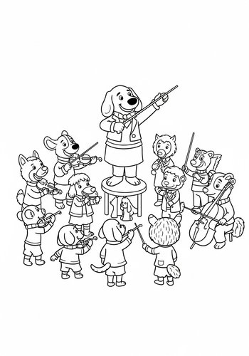 Dug Conducts A Forest Animal Orchestra Coloring Page