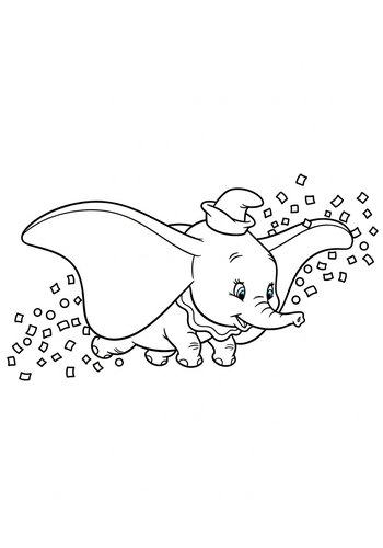 Dumbo Flying Through A Shower Of Confetti Coloring Page