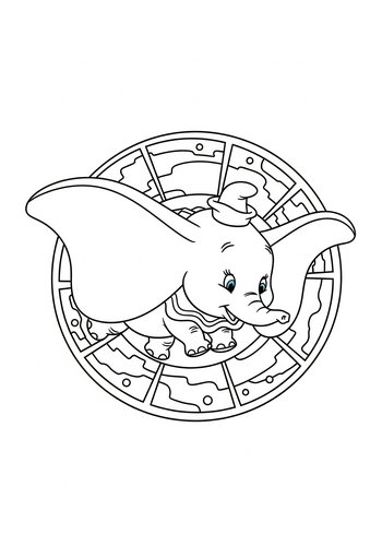 Dumbo's Kaleidoscope Adventure: A Coloring Page