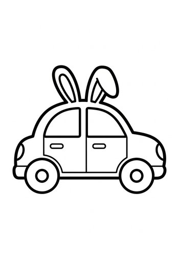 Easter Bunny Car Coloring Page Fun