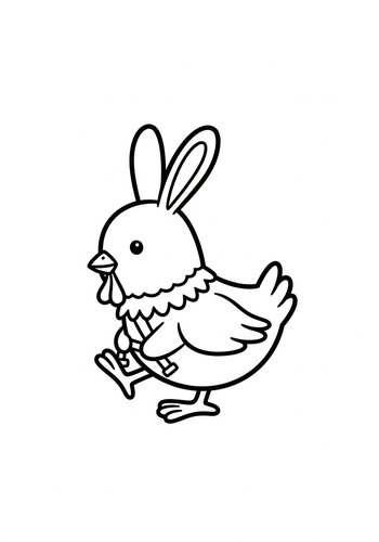 Easter Chick With Bunny Ears Coloring Page