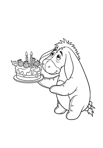 Eeyore Receiving A Birthday Cake Coloring Page: Thistles And Honey