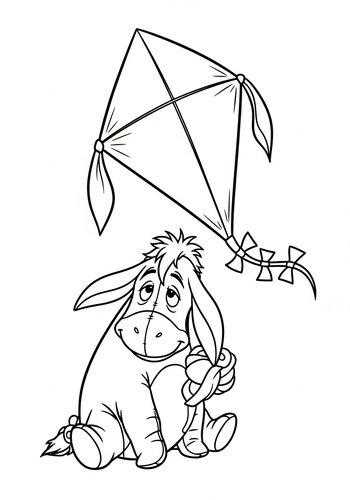 Eeyore With Kite Coloring Page