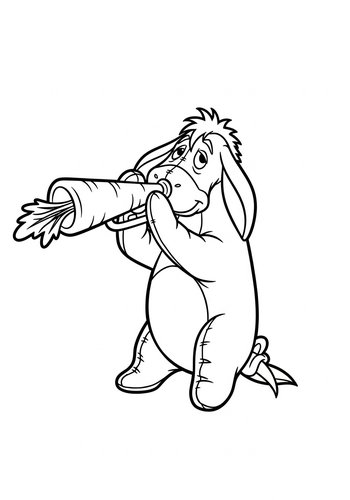 Eeyore's Carrot Trumpet Serenade: Coloring Page Fun