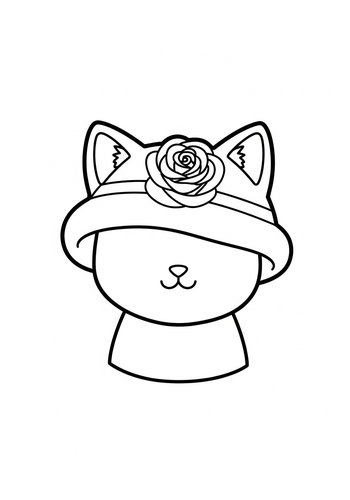 Elegant Cat In Hat Coloring Page