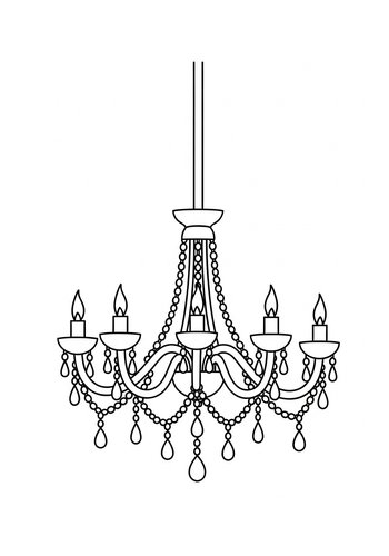 Elegant Chandelier Coloring Page For Relaxation