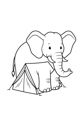 Elephant Camping Trip Coloring Page