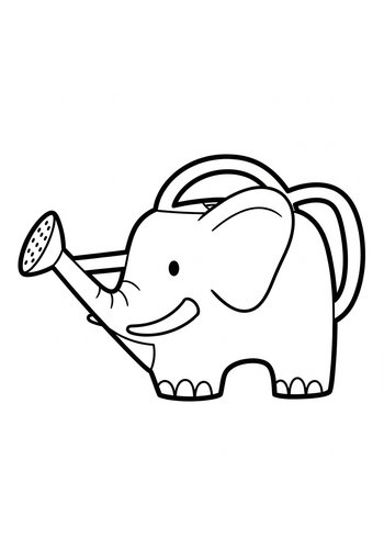 Elephant Watering Can Coloring Page