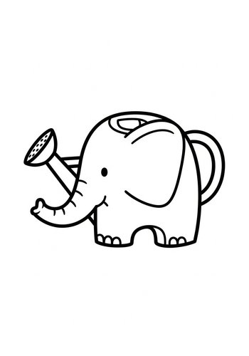 Elephant Watering Can Coloring Page