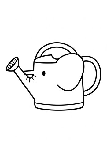 Coloring Page: Elephant Watering Can Coloring Page