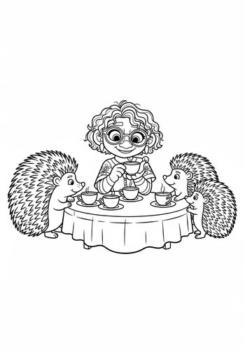 Encanto's Tea Time: Coloring Fun With Hedgehog Friends