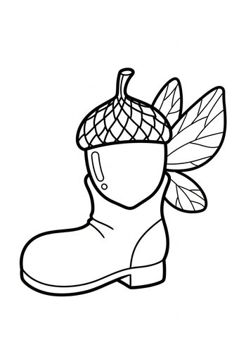 Enchanted Acorn Boot Coloring Page