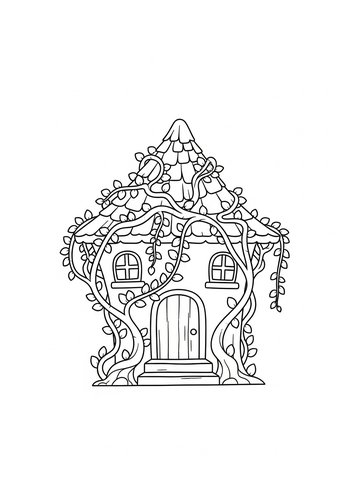 Enchanted Forest House Coloring Page