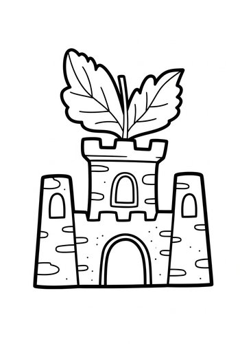 Enchanted Leaf Castle Coloring Page