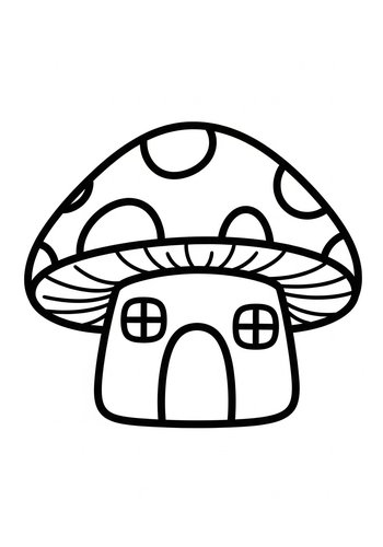 Enchanted Mushroom House Coloring Page