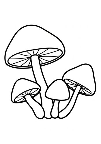 Enchanting Glowing Mushrooms Coloring Page
