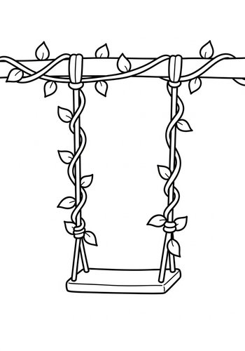 Enchanting Swing Coloring Page: A Floral Paradise