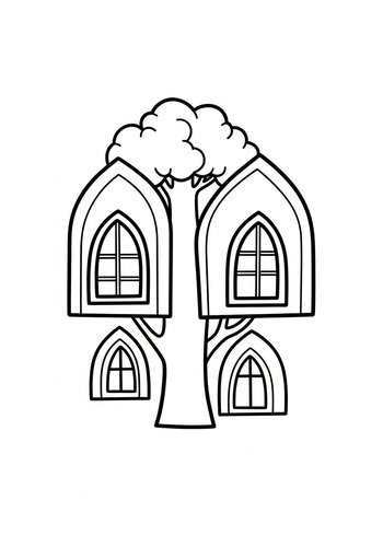 Enchanting Treehouse Coloring Page