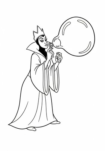 Coloring Page: Evil Queen's Bubble Trouble: A Grumpy Dwarf Trap Coloring Page