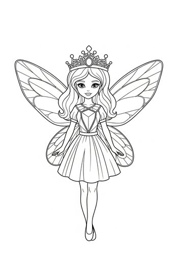 Fairy Princess Coloring Page: Wings And Crown