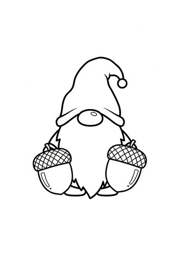 Fall Gnome Coloring Page For Kids And Adults