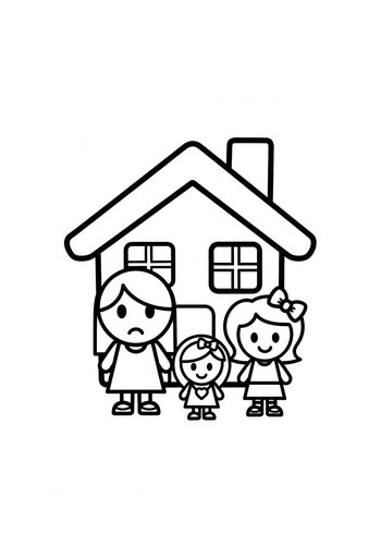 Coloring Page: Family House Coloring Page: Home Sweet Home