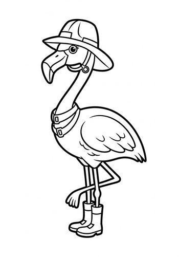 Fancy Flamingo Coloring Page