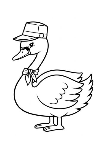 Fancy Swan Coloring Page For Kids