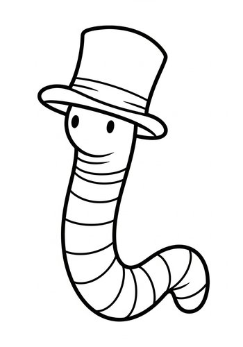 Fancy Worm Coloring Page For Kids