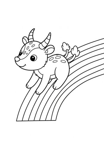 Fauna Sliding Down A Rainbow Coloring Page