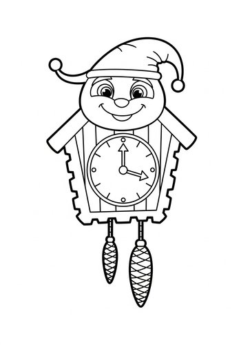 Coloring Page: Festive Cuckoo Clock Coloring Page