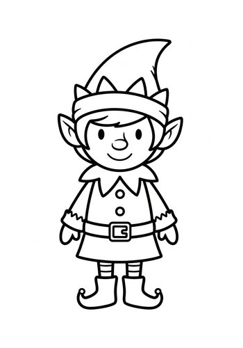 Festive Elf Coloring Page For Kids