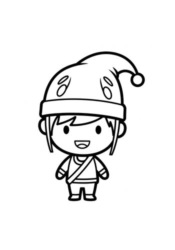 Festive Holiday Chibi Coloring Page