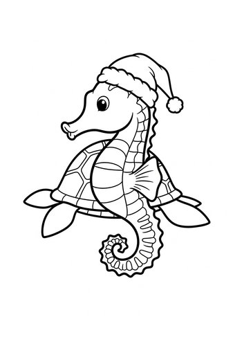 Festive Seahorse Coloring Page