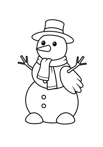 Festive Snowman Coloring Page For Kids
