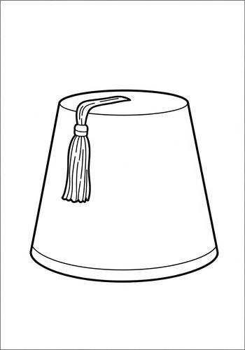 Fez Hat Coloring Page: A Classic Headwear Design