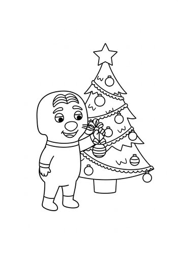 Fiona Decorating A Christmas Tree With Colorful Ornaments - Coloring Page Fun
