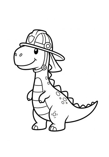 Firefighter Dino Coloring Page: A Roaring Rescue
