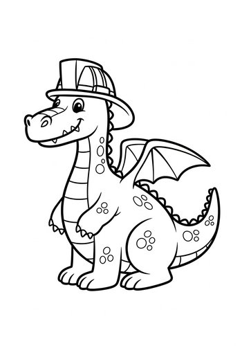 Firefighter Dragon Coloring Page
