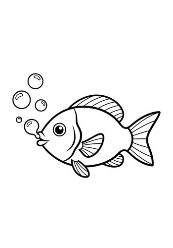 Fish Bubbles Coloring Page Fun